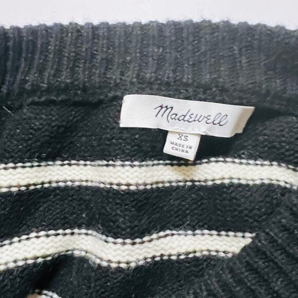 Madewell Merino Wool Blend Striped Button Detail Tunic Sweater Size XS - Picture 5 of 10